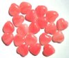 20 15mm Strawberry Pink Marble Glass Heart Beads